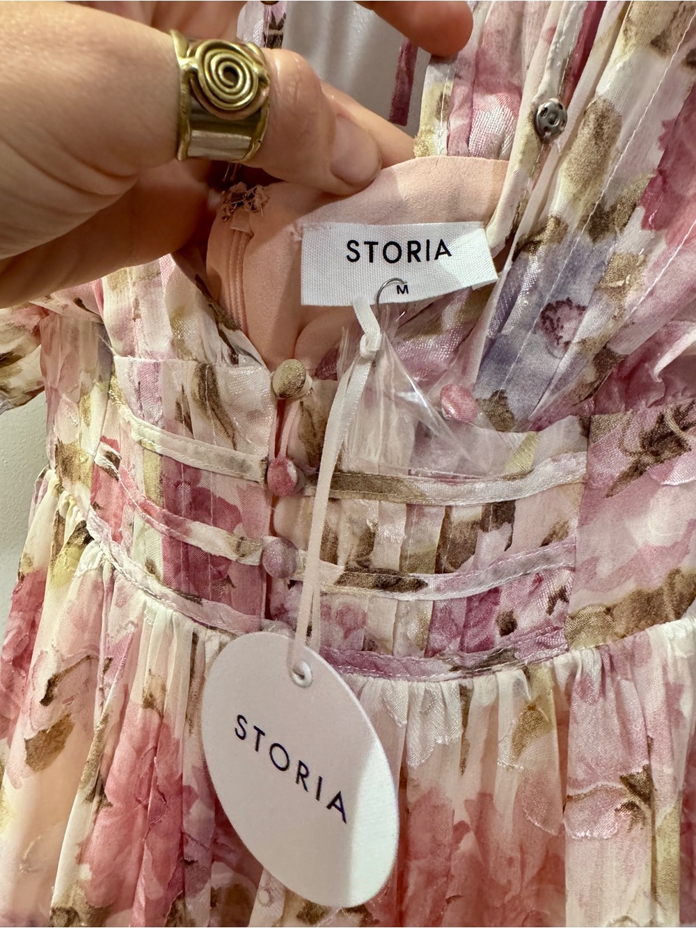 Storia Pink Floral Tiered Maxi Dress with Deep V - Picture 9 of 9